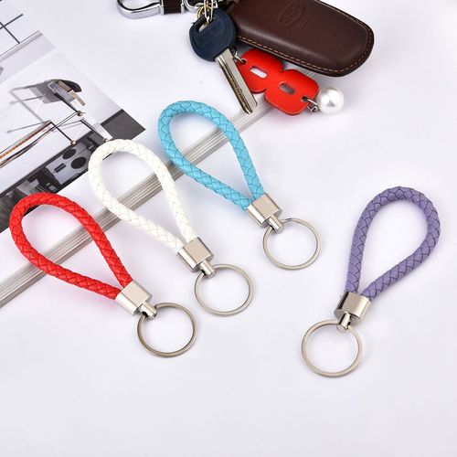 Leather rope key chain woven pu key chain pendant key chain car key chain accessories bag pendant wholesale