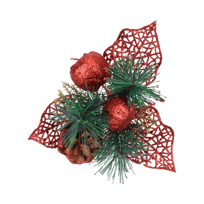 Navidad rama arreglo flor 19CM oro y plata rojo Navidad fruta oreja Pino cono aguja hoja decorativa rama arreglo flor
