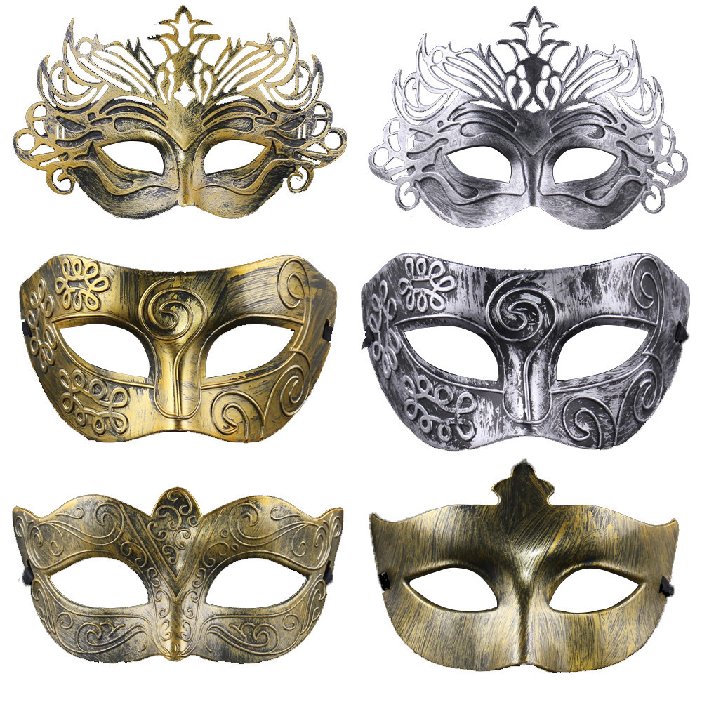 1 Bola máscara de fiesta máscara antigua máscara de bola máscara de hombre antiguo combatiente romano retro máscara de corona