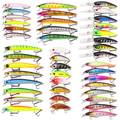 "Whewa 43-Piece Lure Set Minnow Hard Baits Mixed with Bleeding Bream Mixed Baits Cross-Border Fishing Gear Wholesale"