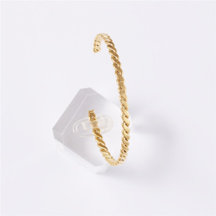 Retro Simple Embossed Woven Bracelet Women's European and American-style Personalized Titanium Steel Hip-hop Style Open Metal Bracelet Accessories