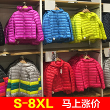 2025冬女士轻薄羽绒服短款连帽修身薄款大码胖mm200斤立领外套女