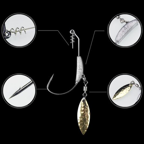 Weihe 4.5g 5.5g 7.2g lead crank hook plus sequins wide belly single hook 3-pack Lua lead head hook