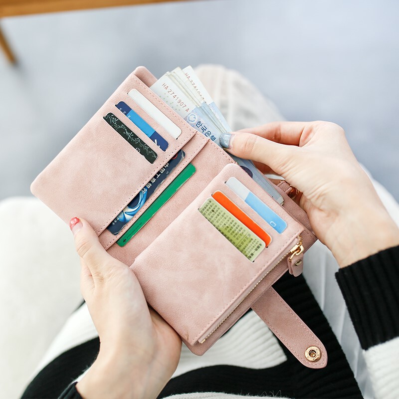 Multifunctional Korean-Style Fashion Women's Wallet 70% off Women's Bag with Multiple Card Slots, Matte, Stylish, Versatile, Short Style for Change