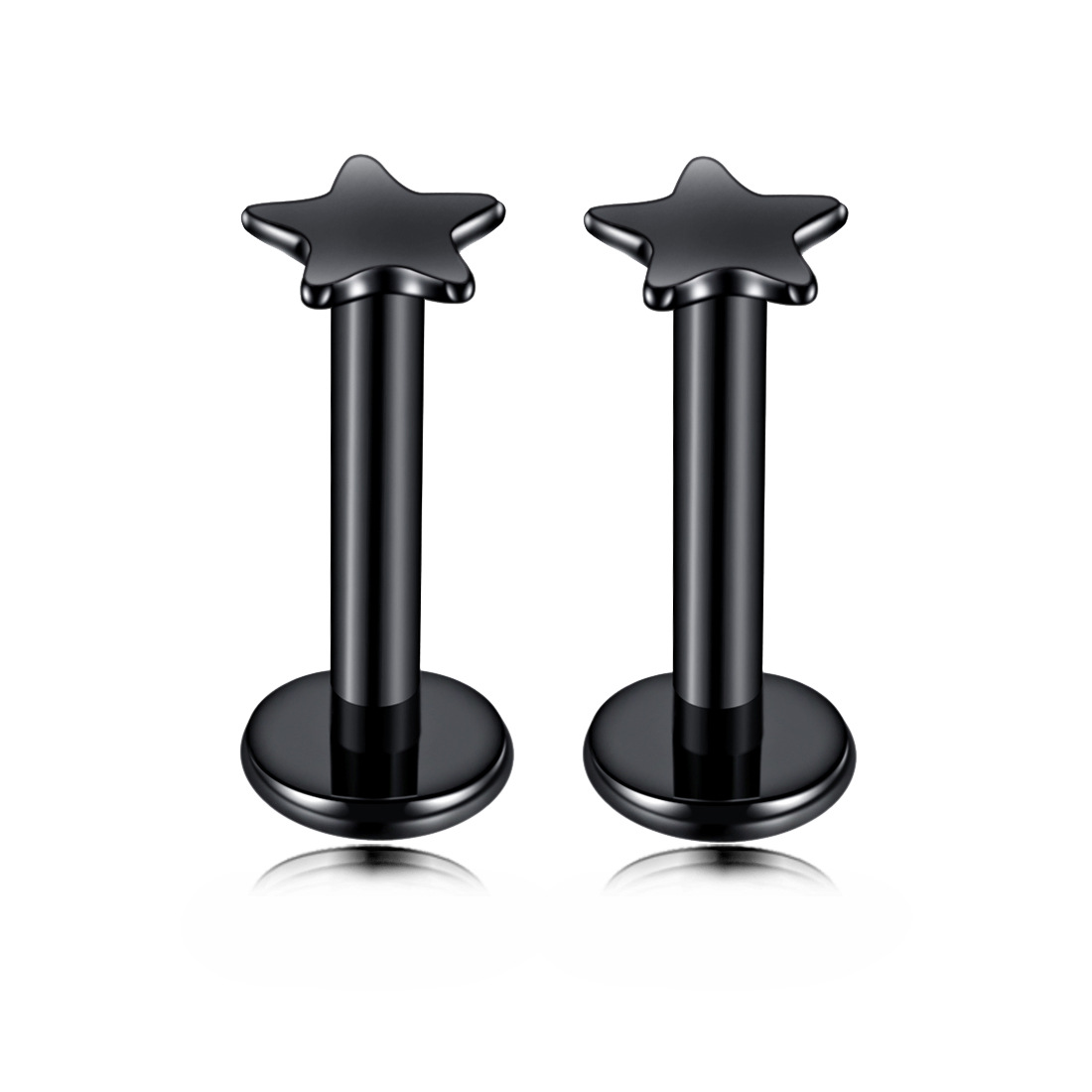 Leppepiercing i rustfritt stål med zirkonia hjerte og stjerne_voghion.com