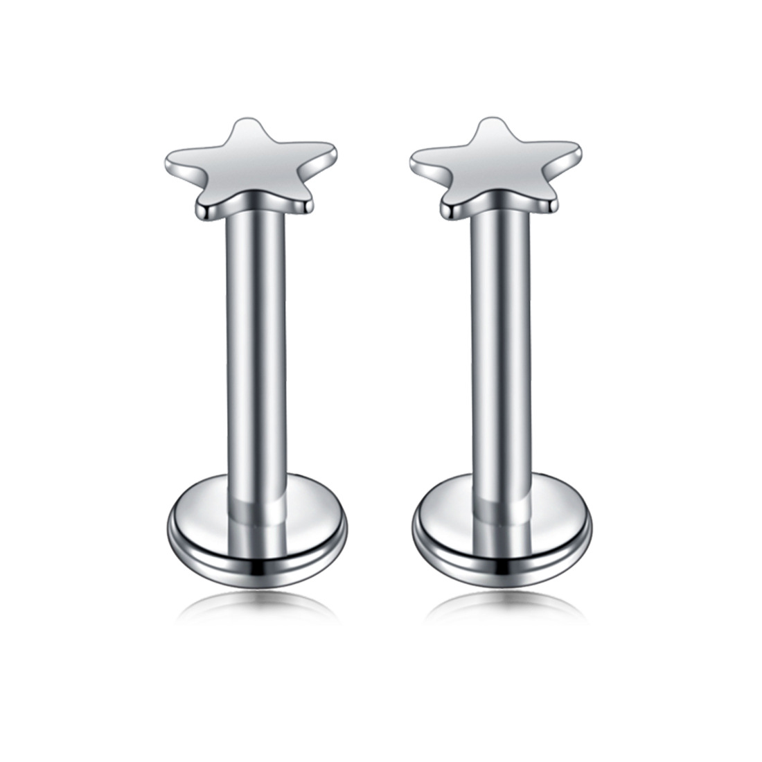 Leppepiercing i rustfritt stål med zirkonia hjerte og stjerne_voghion.com