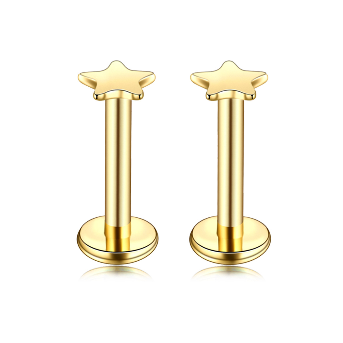 Leppepiercing i rustfritt stål med zirkonia hjerte og stjerne_voghion.com