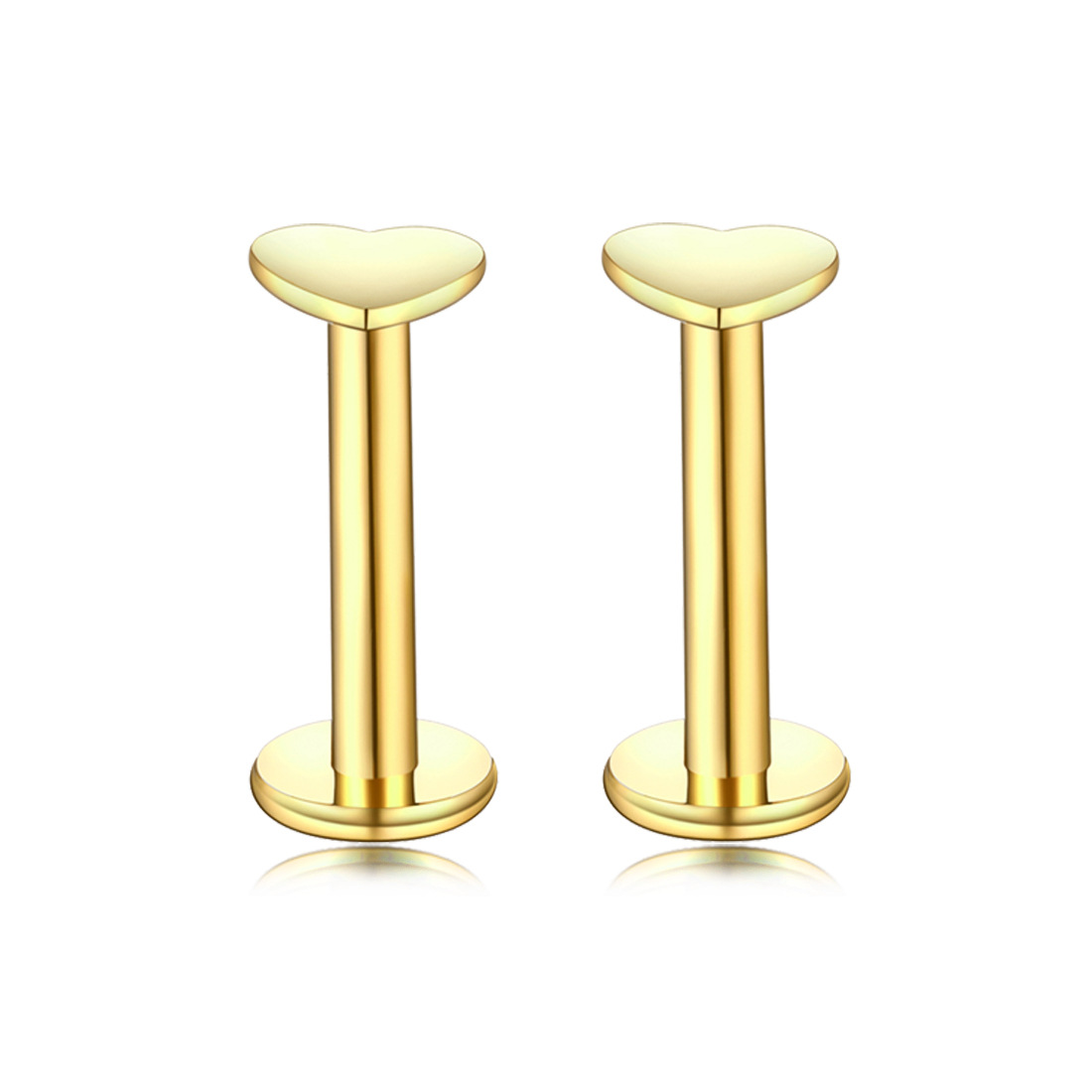 Leppepiercing i rustfritt stål med zirkonia hjerte og stjerne_voghion.com
