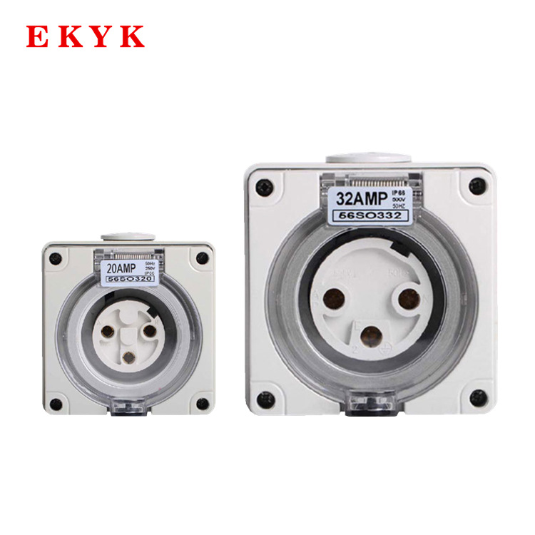 跨境户外澳式防水插座56SO320 32三孔户外防雨电源插座方形防尘插
