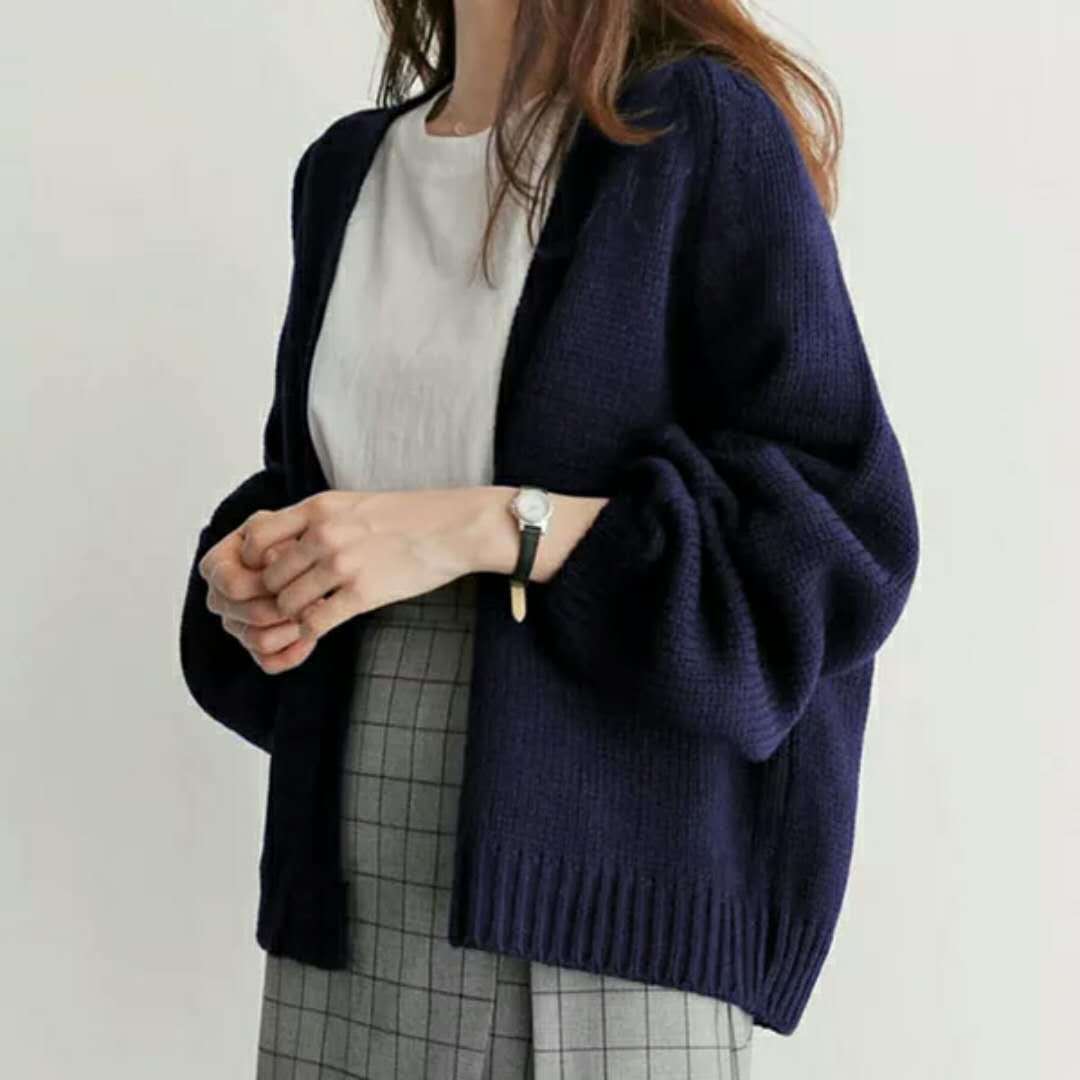 2023 Autumn and Winter New Korean chic Style Laid-back Loose Short Knitted Cardigan Sweater Coat Student Women