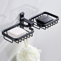 Creative hole-free soap holder, black bathroom drain rack, wall-mounted bathroom soap storage, suction cup soap stand, bathroom organizer shelf