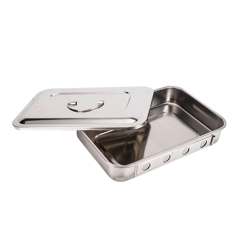 Bandeja de placa de desinfección de orificio de acero inoxidable 304 con orificio de tapa placa cuadrada utensilios de desinfección de alta temperatura Placa de instrumentos