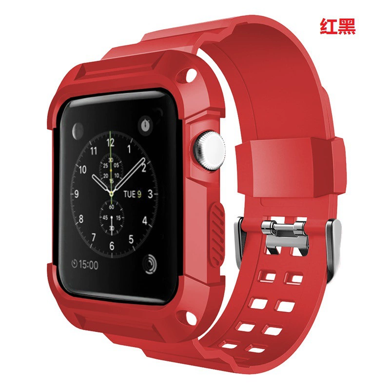 Apple Watch силиконовый ремешок-браслет с защитной рамкой, совместим 38/42 мм, легкий и прочный