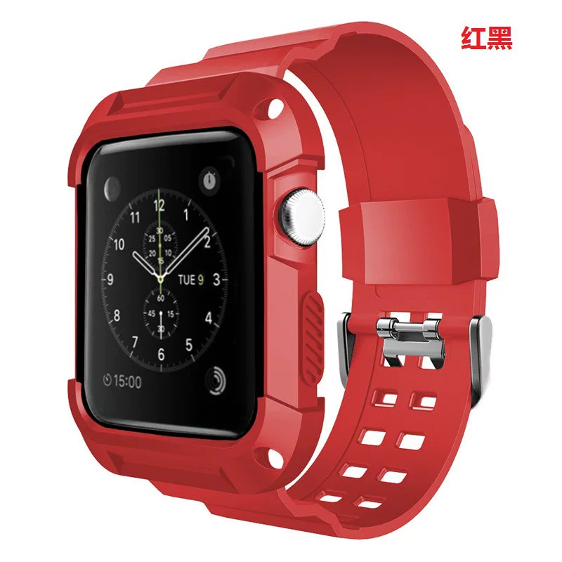 Apple Watch силиконовый ремешок-браслет с защитной рамкой, совместим 38/42 мм, легкий и прочный
