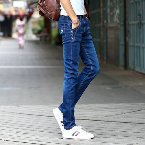 Men's Fashion Jeans 9-inch Casual Slim Straight Versatile Pants Korean Style Trendy Summer Thin Long Jeans