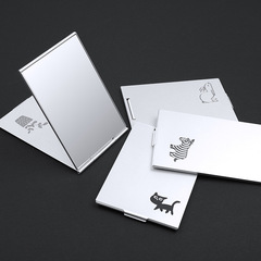 Simple high-end small mirror folding portable mirror cosmetic mirror single-sided creative women's square aluminum mirror mini card