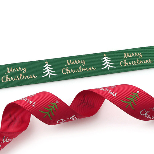 5-inch Christmas Gift Ribbon with Patterns, 25mm, Festive Decorative Color Silk Ribbon, DIY Accessory Ribbon Wholesale