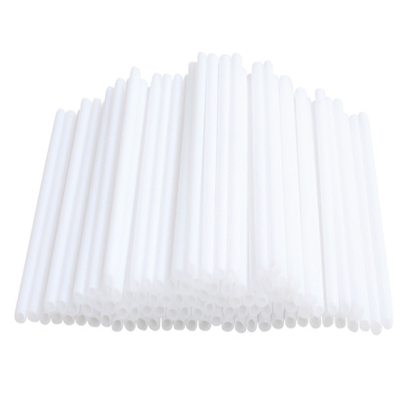 Fuente de la fábrica Lollipop plástico paja hueco palo grado alimenticio tubo blanco caramelo hornear pastel palo de plástico