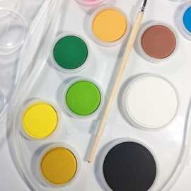 厂家直销 12色固体水彩套装 儿童手绘颜料套装 粉饼 透明固体水粉