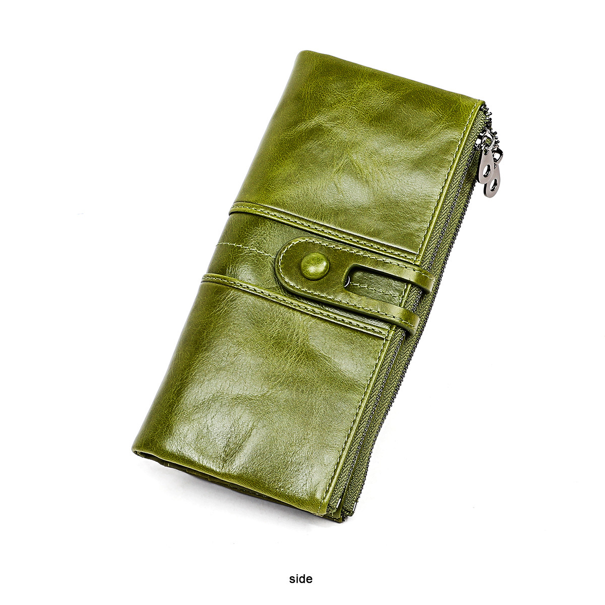Oil wax skin RFID women's top layer cowhide three fold multifunctional long zero wallet_voghion.com
