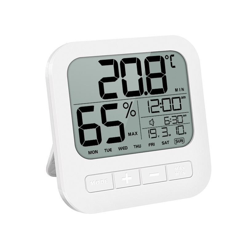 源头厂家新款桌面温湿度计闹钟电子时钟温度湿度表可挂墙式计时器