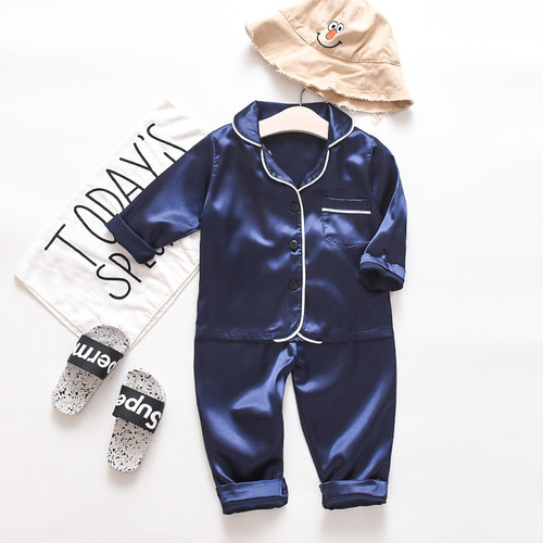 CA41 Mufurui children's suit long-sleeved solid color pajamas, home wear, parent-child clothing, trendy style