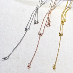 S925純銀十字定位鏈珍珠空托盤鍍彩金DIY配件活動項鍊調節鏈