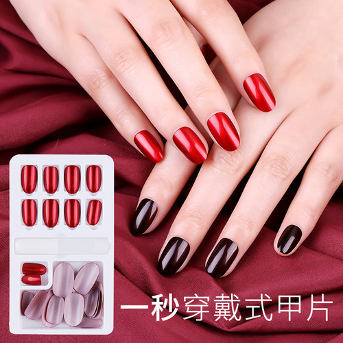 Red Series New Year Edition Nail Art with Removable Nail Stickers, 24 Pieces Set with Tool Kit