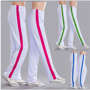 White sports pants men's and women's sports trousers aerobics square dance sports uniform pants quick-drying loose pants