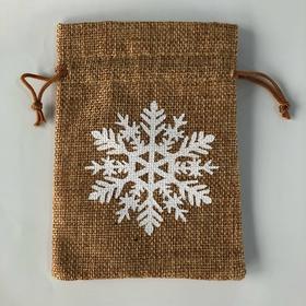 雪花图案复古抽绳喜糖袋麻布小物麻袋收纳袋