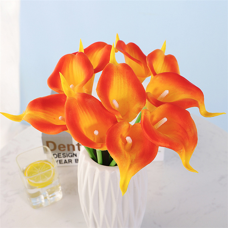Mini PU calla lily artificial flower cross-border foreign trade home decoration photography props feel wholesale manufacturers