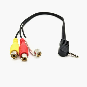 Четыре секции от 3,5 мм до 3RCA видеокабель 90 градусов локоть 3,5 об / мин 3 лотос -набор -Top Box TV Video Cable AV