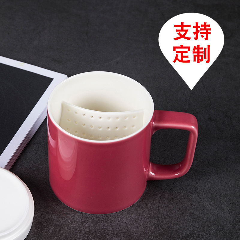 Taza de cerámica de té original Taza de té de flores Taza de marca con tapa Taza de agua Taza de oficina impresa publicitaria LOGO