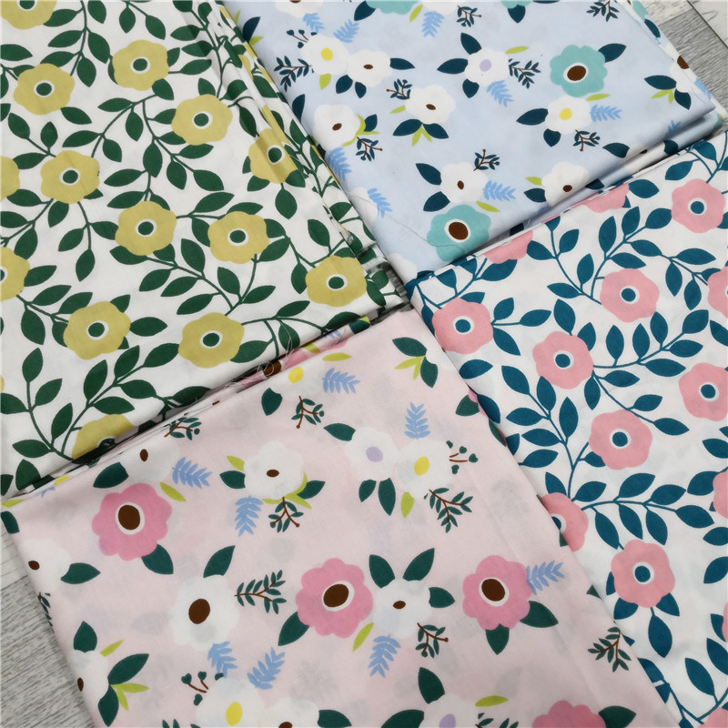 纯棉斜纹布料 全棉印花无荧光剂小碎花树叶日式 床品手工棉服里布