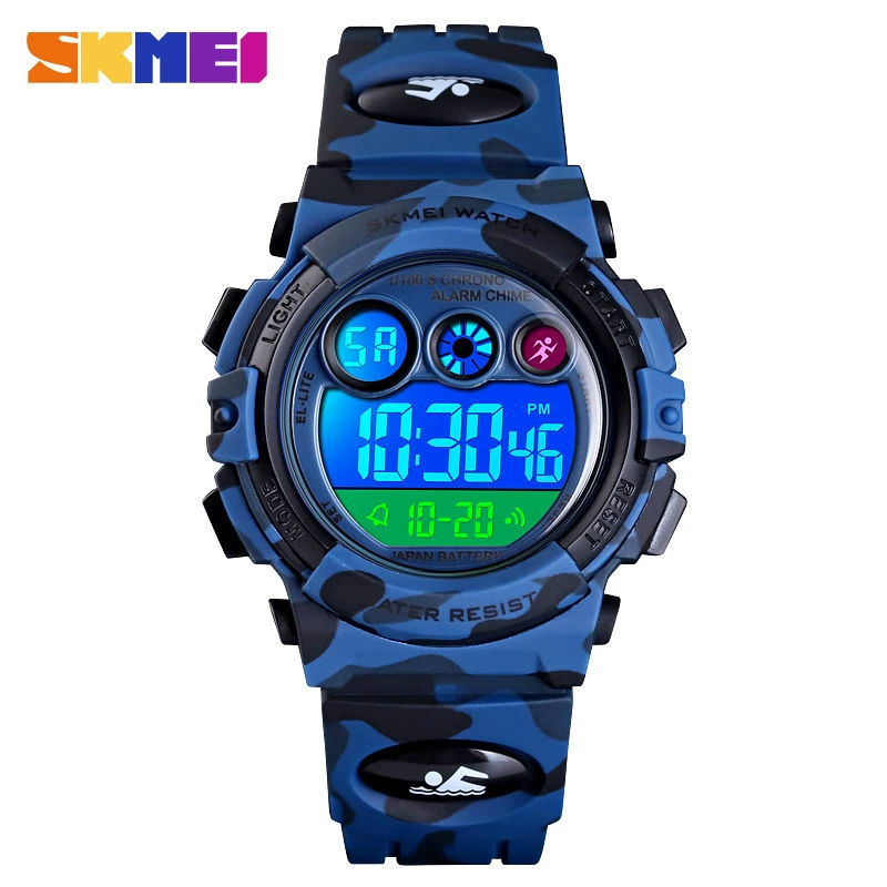 Skmei Moment Beauty Creative LED Color Lights Камуфляж военный зеленый водостойкий Amazon внешняя торговля мужские студенческие электронные детские часы