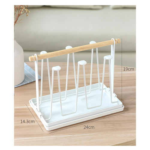 Japanese iron art drain cup holder for home use portable water cup holder drain rack with tray living room kitchen cup storage