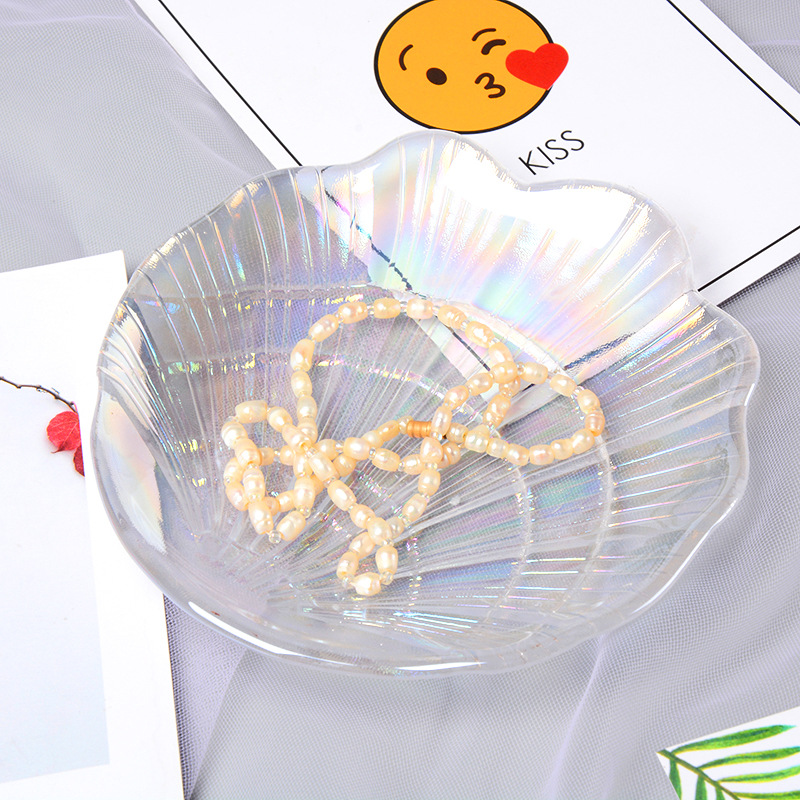 Creative Shell Dish Glass Ins Fantasy Small Dish Mermaid Letter Nail Art Photography Props Colorfulful Shell Dish