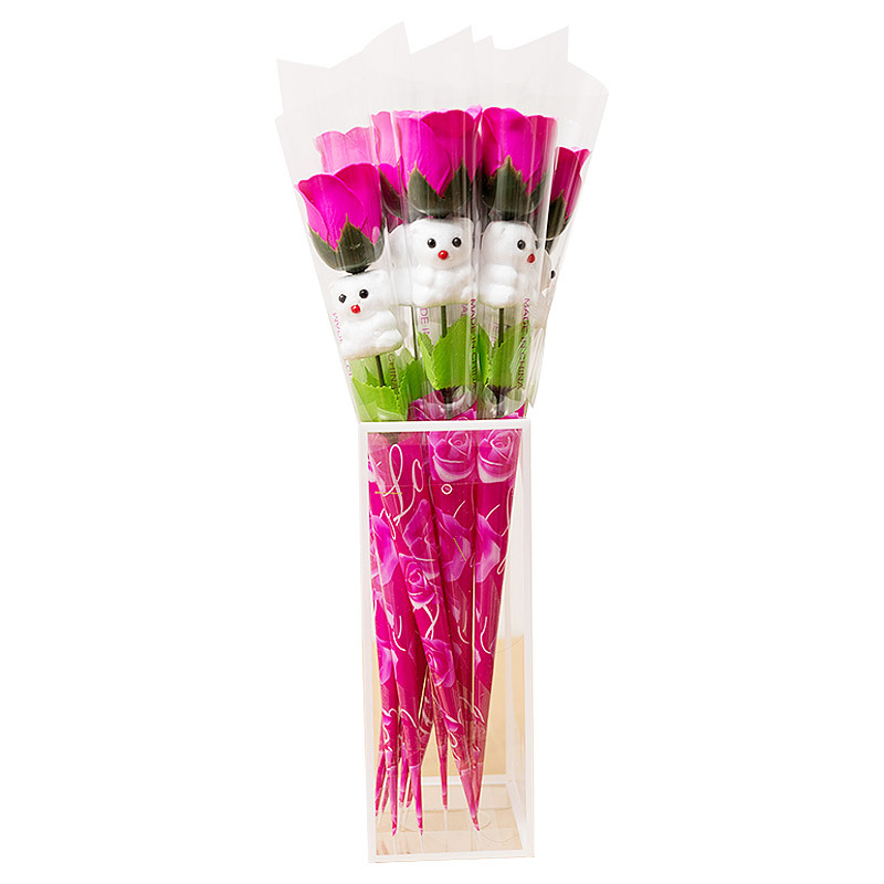 Solo oso jabón flor Día de San Valentín chino tres u ocho Festival Clavel empuje regalo jabón flor simulación flor eterna
