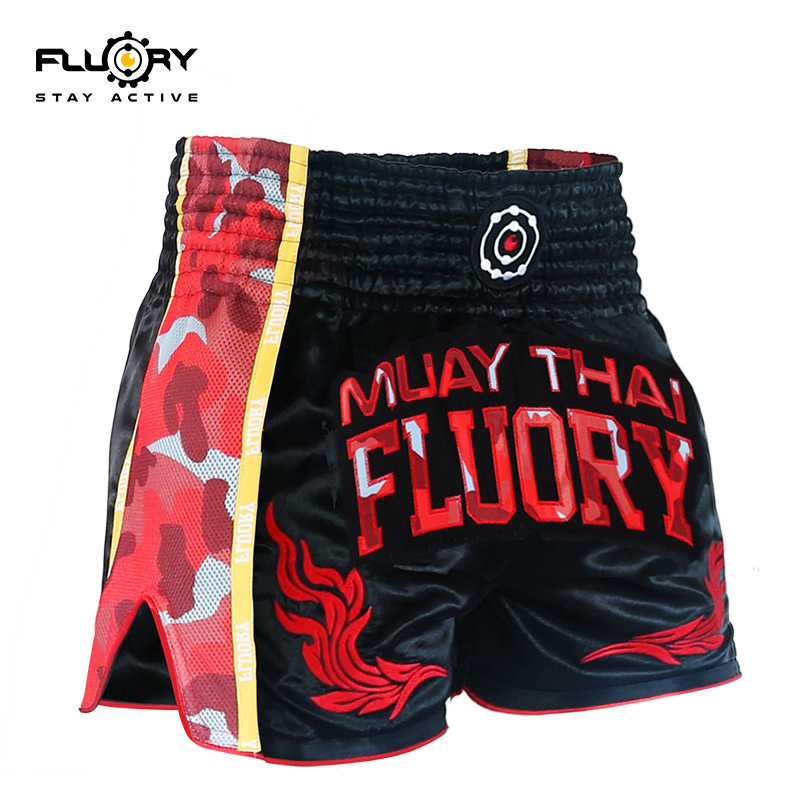 FLUORY Fire 2019 New Muay Thai Shorts Men's Fashion Camouflage Fighting Shorts Sanda Boxing Suit