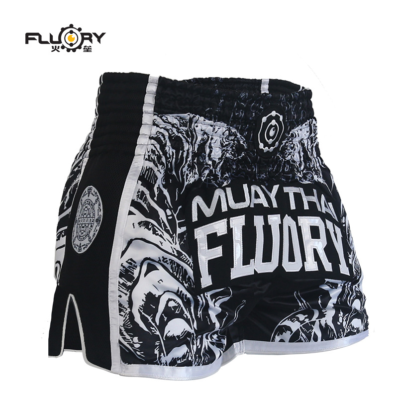 FLUORY Fire Thai Boxing Shorts Sanda Fighting Fighting Training Games Kids Adult Tiger Boxing Pants 2019 New