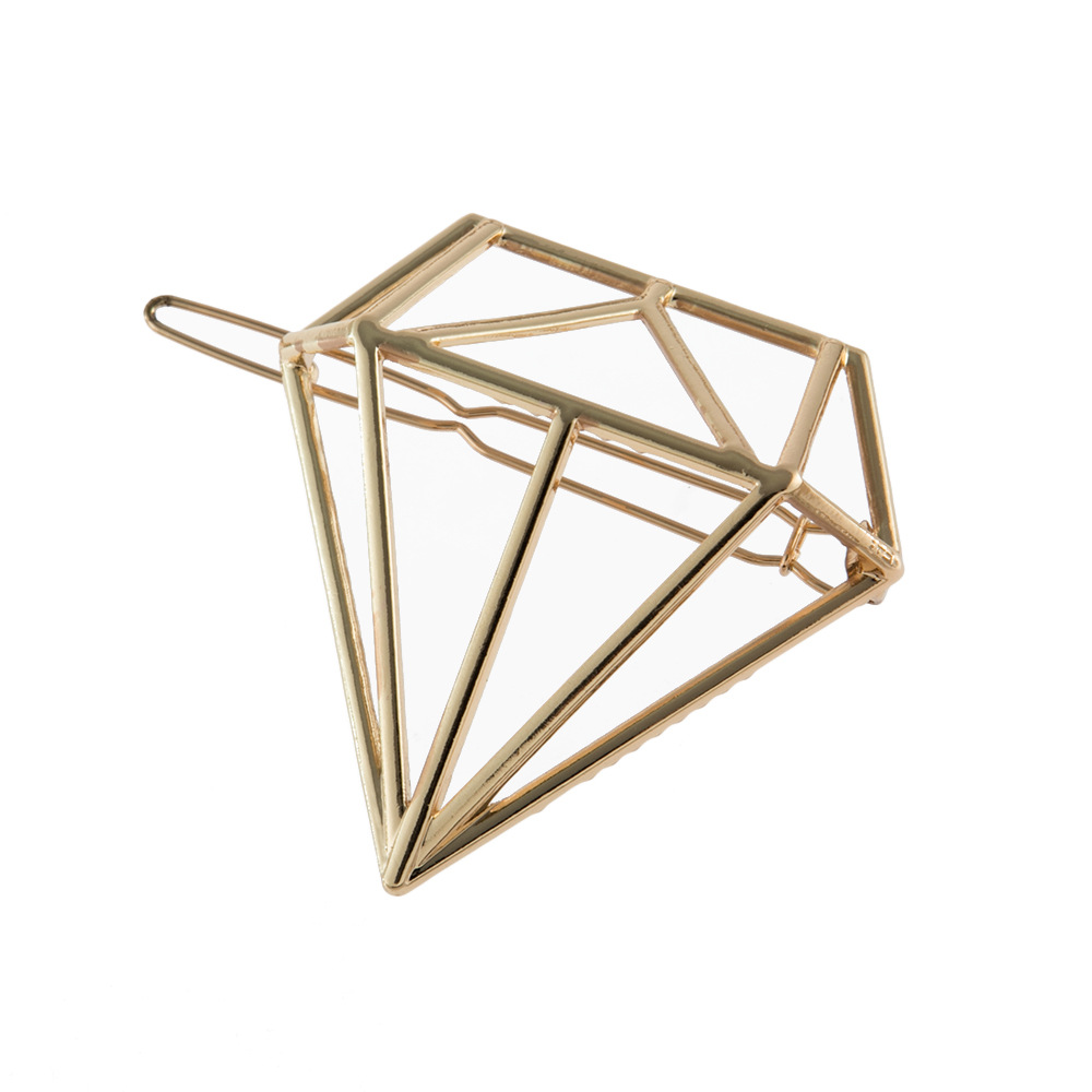 Hollow three-dimensional diamond hairpin foreign trade one-word clip alloy female frog clip cross-border female headdress wholesale