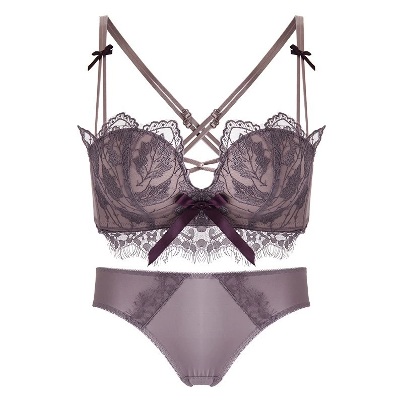Wireless Lace Bra Set, Supportive Non-Wired Design, Beautiful Back, Sizes 32–38 (AB), Single or Set