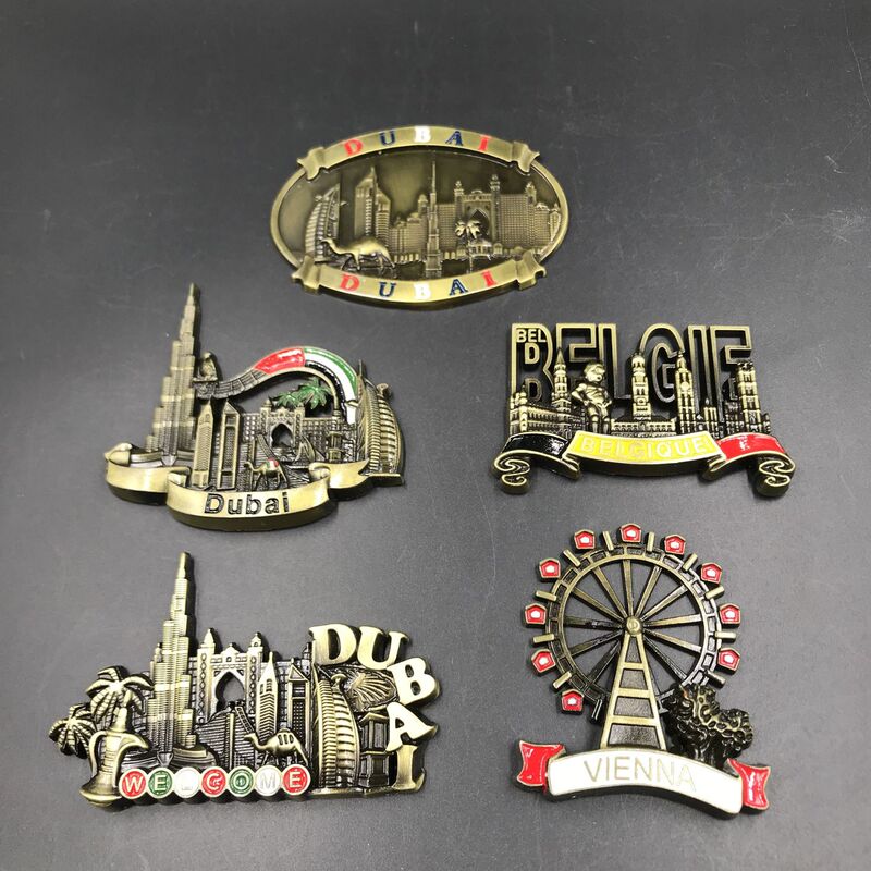 Dubai United Arab Emirates Belgium Vienna refrigerator stickers high-grade metal magnetic three-dimensional creative landscape stickers