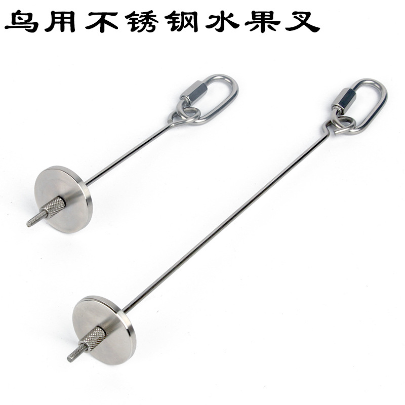 Parrot stainless steel fruit fork corn Apple fork toy bird cage supplies bird fruit plug feeder