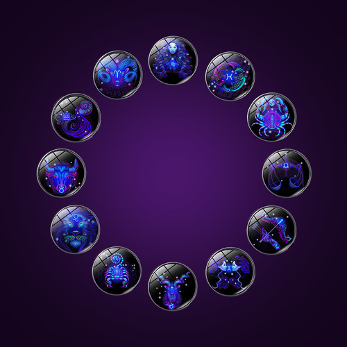 Euro-American couple's bracelet: 12-zodiac-themed, multi-layered braided, glow-in-the-dark punk-style cowhide starry-night bracelet accessory