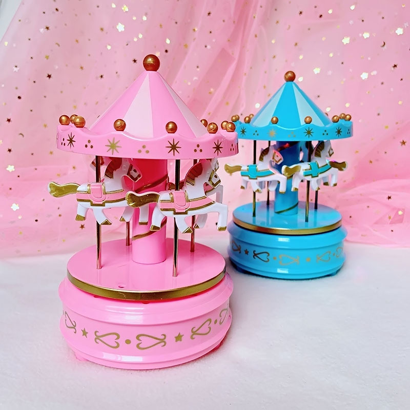 ライト付き回転トロイの木馬オルゴールケーキ装飾クリスマス装飾アイデア観覧車子供誕生日プレゼント衣装