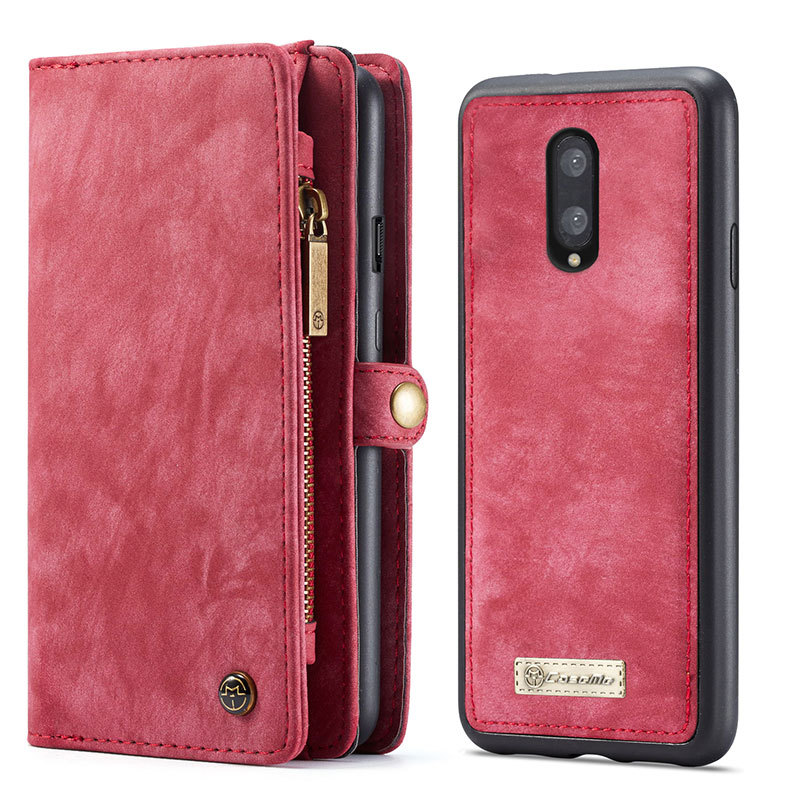 一加7真皮拉链手机套复古分体多功能翻盖钱包oneplus 7pro保护套