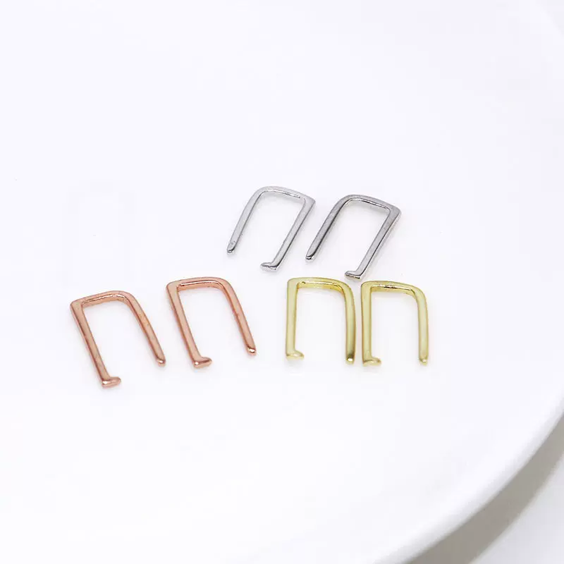 乾佳925纯银超个性时尚单耳洞无需耳堵手工制作订书钉耳钉