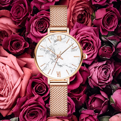 大理石纹表盘女表 大理石女式手表 大理石小女表 皮带小女表