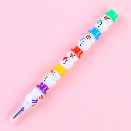 Korea's new creative snowman 5-section crayons, pencils, no-sharpening, removable, cartoon student school supplies